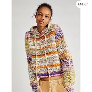 Free People multi-color cotton blend hoodie sz small